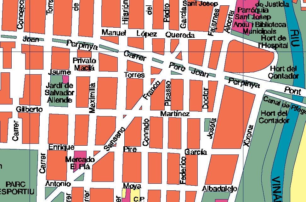 Plano de Elche con la situación de la peluquería